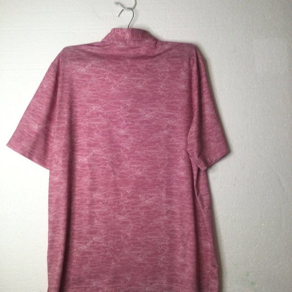 Greg Norman Polo Shirt Mens Medium Pink W/Shark Pattern Casual Golf Short Sleeve - Picture 5 of 7
